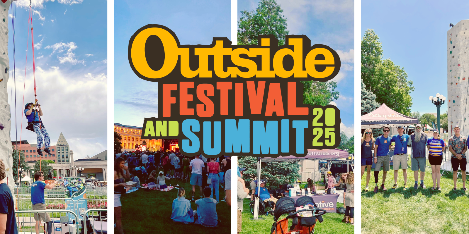 Outside Festival logo and images from climbing at the festival last year